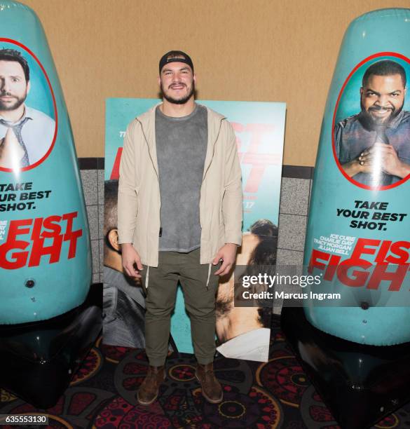 Professional football player Adam Gotsis attends FIST FIGHT VIP screening with a special apperance by star Ice Cube at Regal Atlantic Station on...