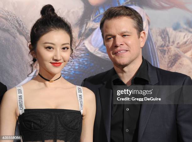 Actors Matt Damon and Jing Tian arrive at the premiere of Universal Pictures' "The Great Wall" at TCL Chinese Theatre IMAX on February 15, 2017 in...