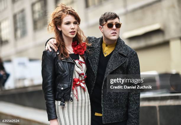 Guests are seen outside the Anna Sui show during New York Fashion Week on February 15, 2017 in New York City.