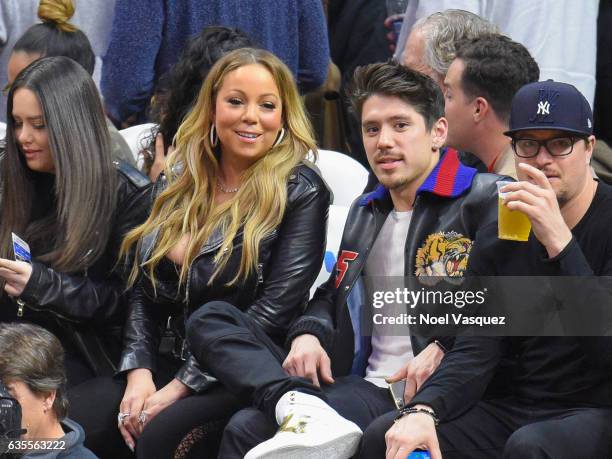 Mariah Carey and Bryan Tanaka attend a basketball game between the Atlanta Hawks and the Los Angeles Clippers at Staples Center on February 15, 2017...