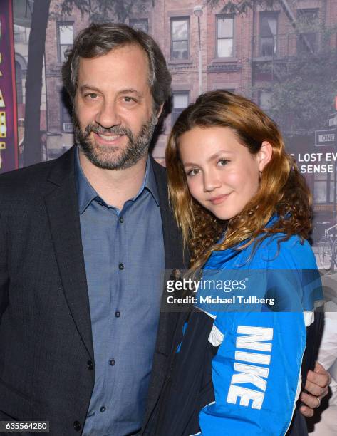 Executive Producer Judd Apatow and daughter Iris Apatow attend the premiere of HBO's "Crashing" at Avalon on February 15, 2017 in Hollywood,...