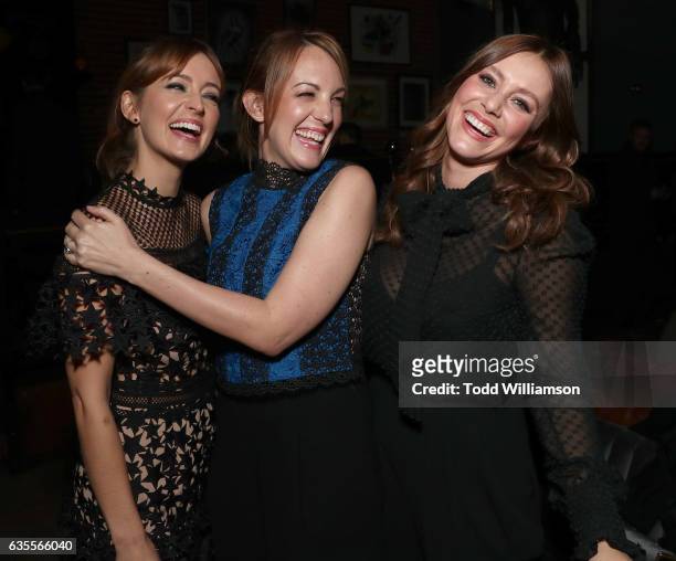 Ahna O'Reilly, Jen Zaborowski and Julianna Guill attend the after party for the premiere of Momentum Pictures' "In Dubious Battle" on February 15,...