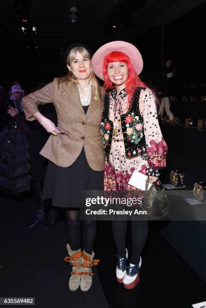 Tenessee Thomas and Andrea Diodati attend Anna Sui Fall/Winter 2017 Show at Skylight Clarkson Sq on February 15, 2017 in New York City.