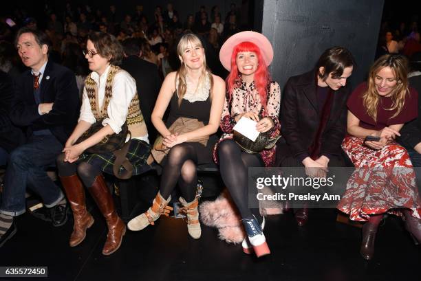 Tenessee Thomas and Andrea Diodati attend Anna Sui Fall/Winter 2017 Show at Skylight Clarkson Sq on February 15, 2017 in New York City.