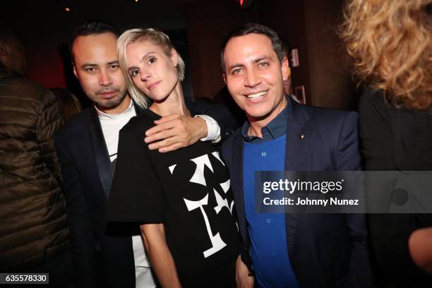 Carlos Campos, Megan Key and Gabriel Rivera-Barraza attend Carlos Campos & Ricardo Cavolo Capsule Collection Celebrating Jose Cuervo's 222nd...