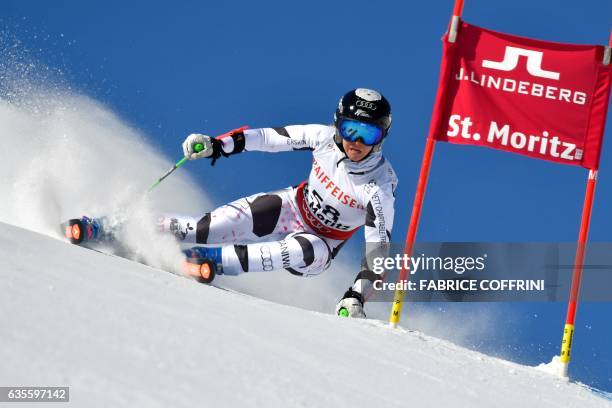 New Zealand's Piera Hudson competes in the women's giant slalom race at the 2017 FIS Alpine World Ski Championships in St Moritz on February 16,...