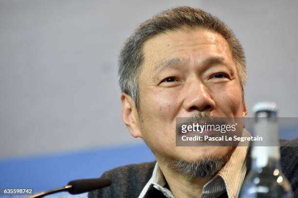 Director Hong Sangsoo attends the 'On the Beach at Night Alone' press conference during the 67th Berlinale International Film Festival Berlin at...