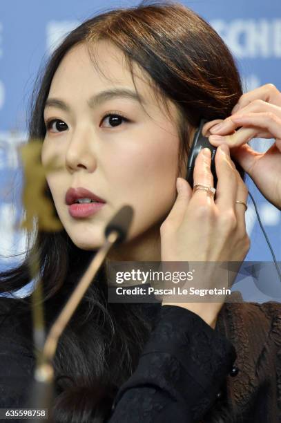 Actress Kim Min-hee attends the 'On the Beach at Night Alone' press conference during the 67th Berlinale International Film Festival Berlin at Grand...