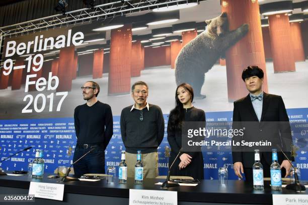 Writer Mark Peranson, director Hong Sangsoo, actress Kim Min-hee and director of photography Park Hong-Yeol attend the 'On the Beach at Night Alone'...