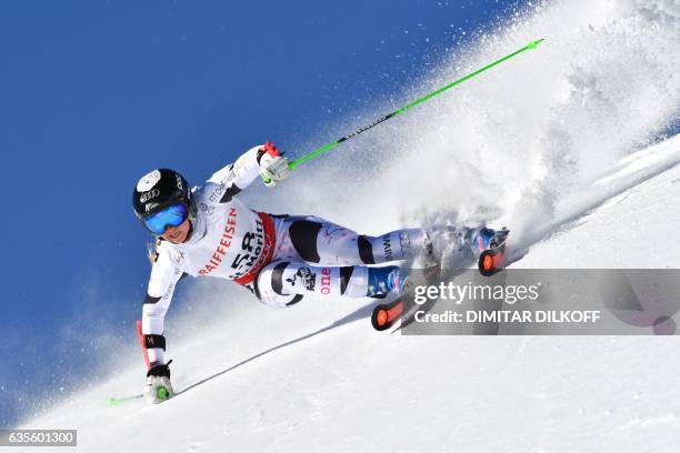 New Zealand's Piera Hudson competes in the women's giant slalom race at the 2017 FIS Alpine World Ski Championships in St Moritz on February 16,...