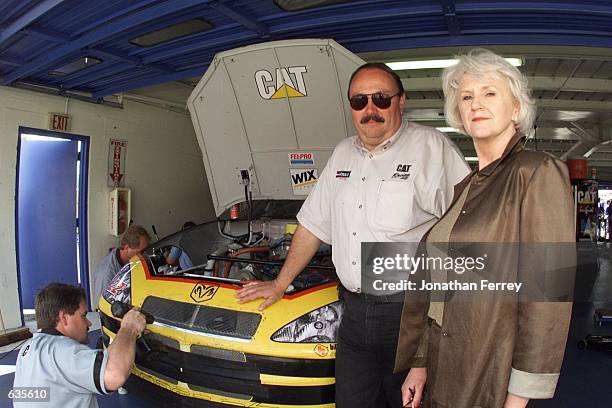 Winston Cup team owners Bill and Gail Davis of Bill Davis Racing with the Dodge Intrepid of driver Ward Burton at the Daytona Speedweeks at Daytona...