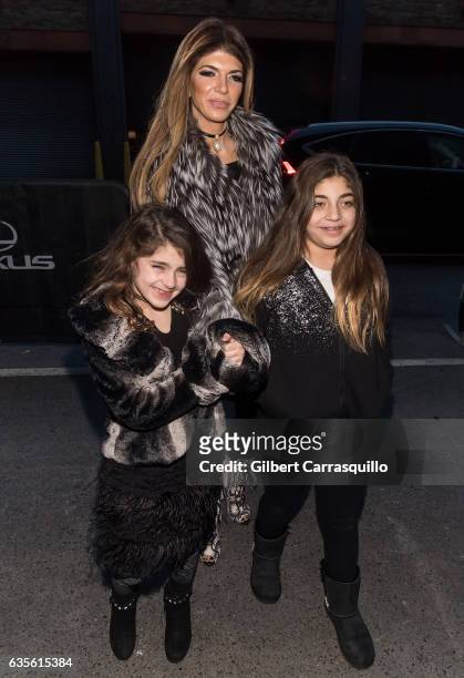 Audriana Giudice, Teresa Giudice and Milania Giudice are seen arriving at the Rookie USA fashion show during New York Fashion Week: The Shows at...