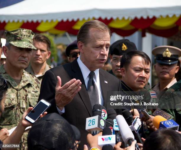 Mr. Glyn T. Davies, U.S. Ambassador to Thailand speaks at a press conference at the opening ceremonies of Cobra Gold 2017 in Sattahip, Thailand. The...