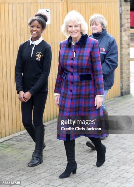Camilla, Duchess of Cornwall during a visit to the Ebony Horse Club riding centre to celebrate the club's 21st anniversary in Brixton on February 16,...