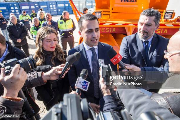 The vice president of the Chamber of Deputies, Luigi Di Maio in L'Aquila, on February 16, 2017 for a delivery of a turbine to Italian Civil...