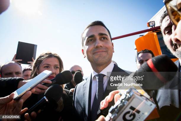 The vice president of the Chamber of Deputies, Luigi Di Maio in L'Aquila, on February 16, 2017 for a delivery of a turbine to Italian Civil...