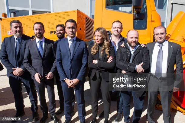 The vice president of the Chamber of Deputies, Luigi Di Maio in L'Aquila, on February 16, 2017 for a delivery of a turbine to Italian Civil...