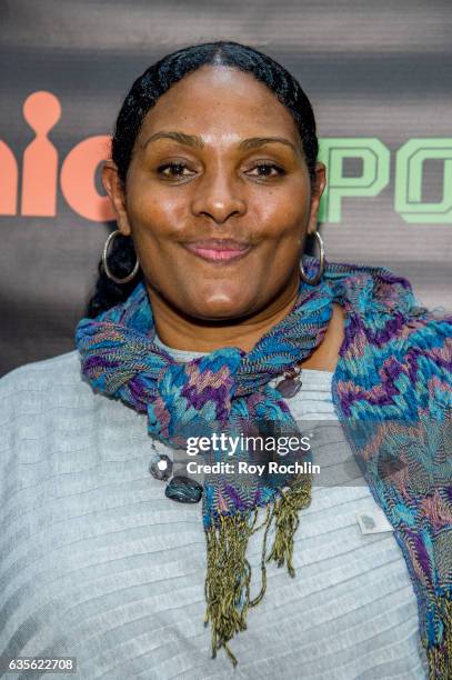 Player Kym Hampton speaks on the pannel during Nickelodeon Sports Little Ballers Indiana Pre-Screening at Viacom Screening Room on February 15, 2017...