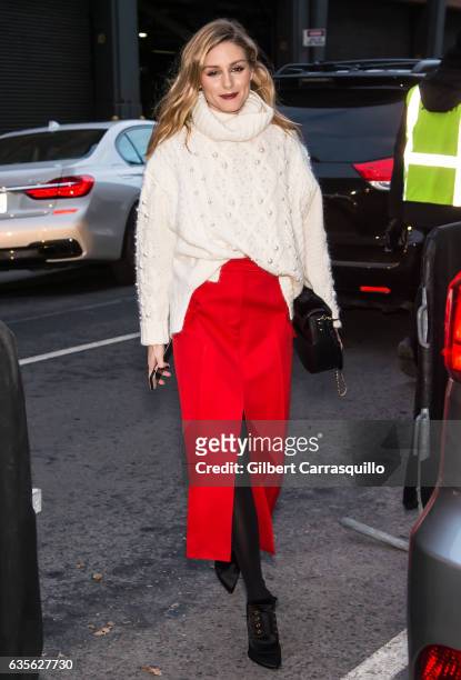Olivia Palermo is seen arriving to the Marchesa fashion show during, New York Fashion Week: The Shows at Gallery 2, Skylight Clarkson Sq on February...