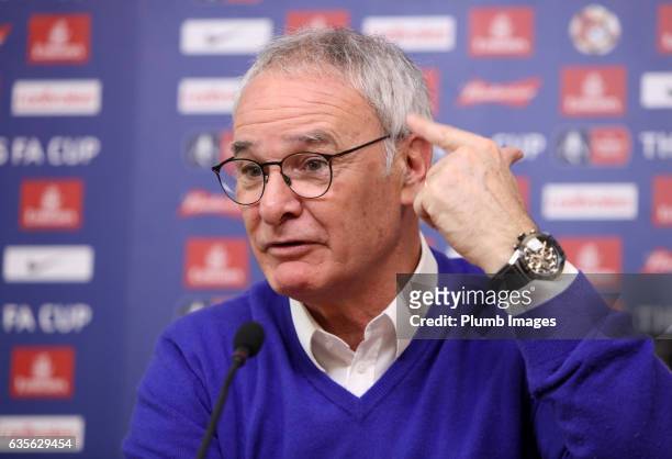 February 16: Manager Claudio Ranieri during the Leicester City press conference at Belvoir Drive Training Complex on February 16 , 2017 in Leicester,...