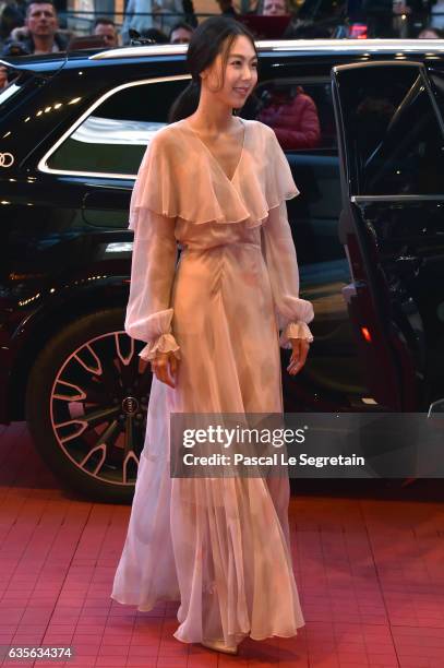 Actress Kim Min-hee attends the 'On the Beach at Night Alone' premiere during the 67th Berlinale International Film Festival Berlin at Berlinale...