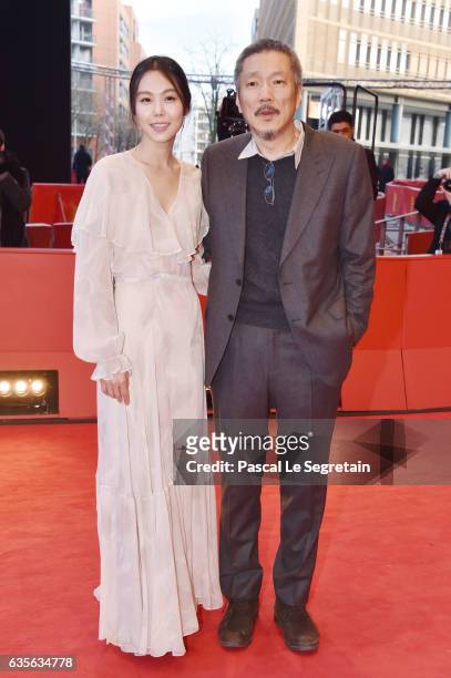 Director Hong Sang-soo and Actress Kim Min-hee attend the 'On the Beach at Night Alone' premiere during the 67th Berlinale International Film...