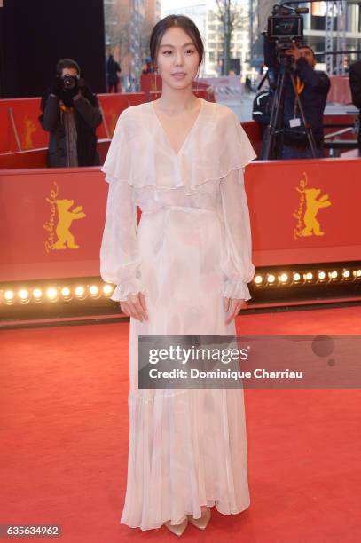 Actress Kim Min-hee attends the 'On the Beach at Night Alone' premiere during the 67th Berlinale International Film Festival Berlin at Berlinale...