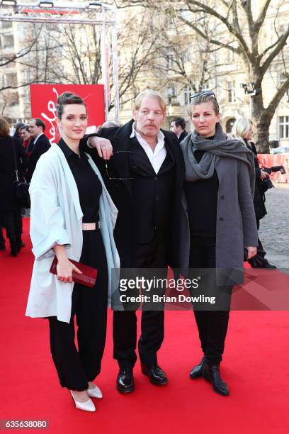 Actress Friederike Becht, actor Ben Becker and his partner Anne Seidel at the 'Der Gleiche Himmel' premiere during the 67th Berlinale International...