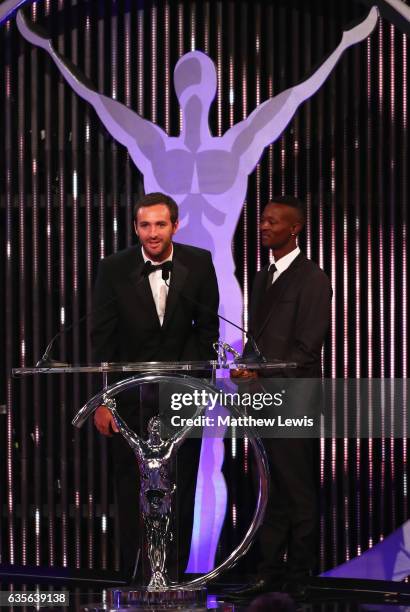 Laureus Sport For Good award winner Tim Conibear talks on stage during the 2017 Laureus World Sports Awards at the Salle des Etoiles,Sporting Monte...