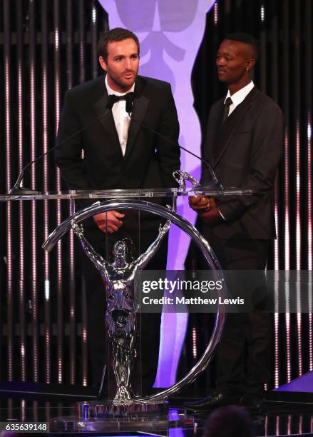 Laureus Sport For Good award winner Tim Conibear talks on stage during the 2017 Laureus World Sports Awards at the Salle des Etoiles,Sporting Monte...