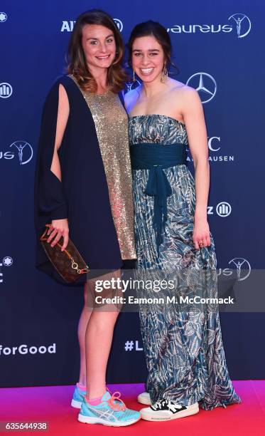 Athletes Nikki Hamblin of New Zealand and Abbey D'Agostino of the US and nominees for Laureus Best Sporting Moment of the Year Award attend the 2017...