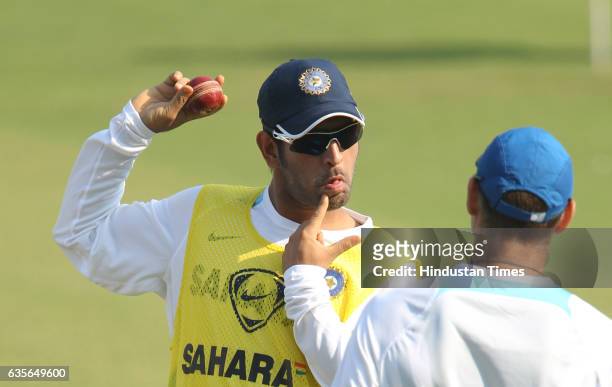 Indian captain MS Dhoni makes a funny face during the practise... News  Photo - Getty Images
