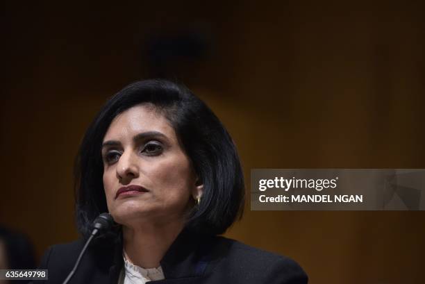 Seema Verma testifies before the Senate Finance Committee on her nomination to be the administrator of the Centers for Medicare and Medicaid...