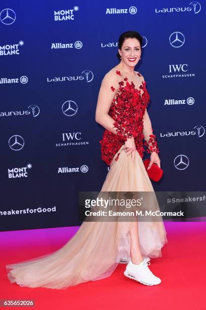 Laureus World Sportsperson of the Year with a Disability nominee swimmer Sophie Pascoe of New Zealand attends the 2017 Laureus World Sports Awards at...