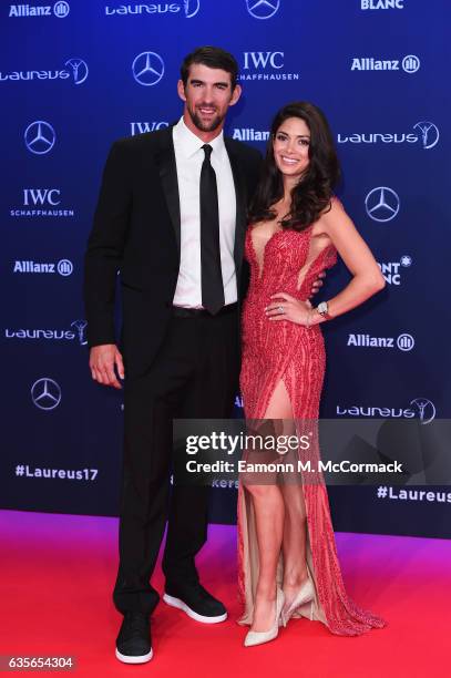 Laureus World Comeback of the Year nominee Swimmer Michael Phelps of the US and Nicole Phelps attend the 2017 Laureus World Sports Awards at the...