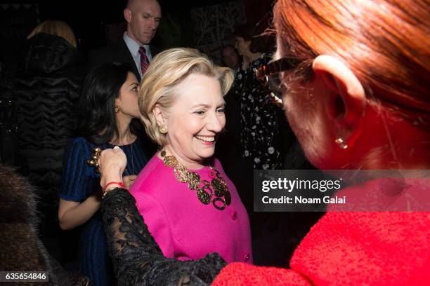 Former United States Secretary of State Hillary Clinton attends the Oscar de la Renta Forever Stamp dedication ceremony at Grand Central Terminal on...