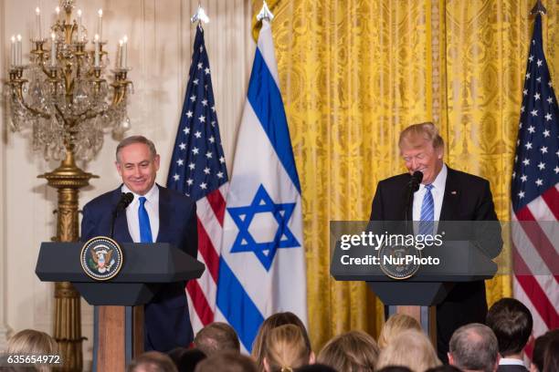 President Donald Trump and Prime Minister of Israel, Benjamin Netanyahu, held a Joint Press Conference in the East Room of the White House in...