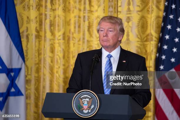 President Donald Trump and Prime Minister of Israel, Benjamin Netanyahu, held a Joint Press Conference in the East Room of the White House in...