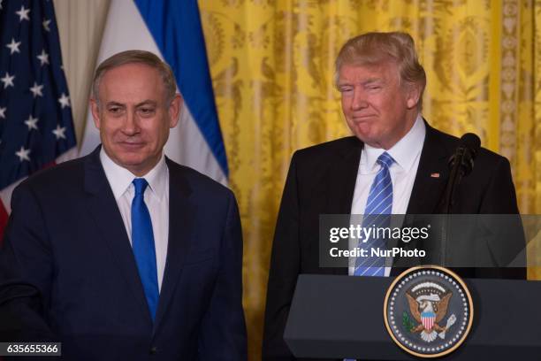 President Donald Trump and Prime Minister of Israel, Benjamin Netanyahu, held a Joint Press Conference in the East Room of the White House in...