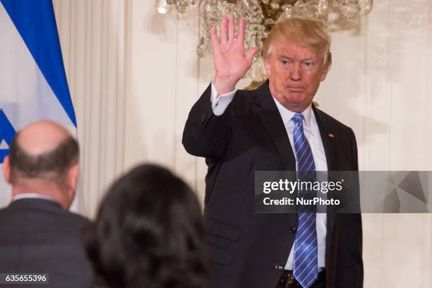 President Donald Trump and Prime Minister of Israel, Benjamin Netanyahu, held a Joint Press Conference in the East Room of the White House in...