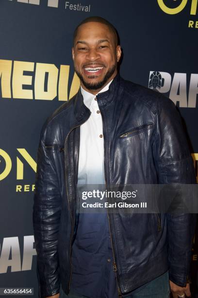 Finesse Mitchell attends the Pan African Film Festival screening of "Media" at Baldwin Hills Crenshaw Plaza on February 15, 2017 in Los Angeles,...