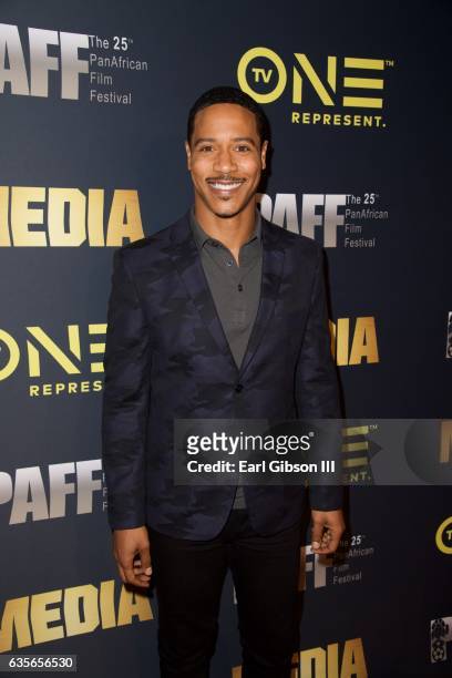 Actor Brian White attends the Pan African Film Festival screening of "Media" at Baldwin Hills Crenshaw Plaza on February 15, 2017 in Los Angeles,...