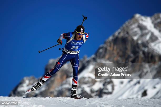 Scott Dixon of Great Britain in action during the Men's 20km Individual competition of the IBU World Championships Biathlon 2017 at the Biathlon...