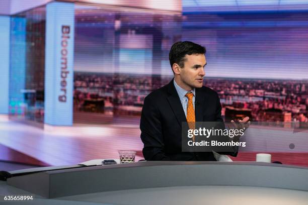 Paul Hickey, co-founder of Bespoke Investment Group LLC, speaks during a Bloomberg Television interview in New York, U.S., on Thursday, Feb. 16,...