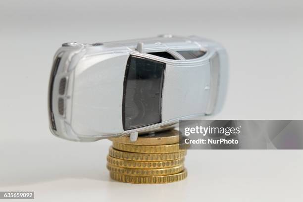 Model car is seen with Euro currency units.