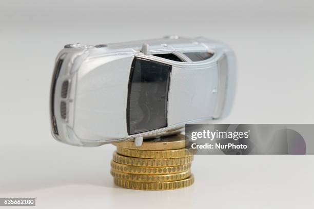 Model car is seen with Euro currency units.