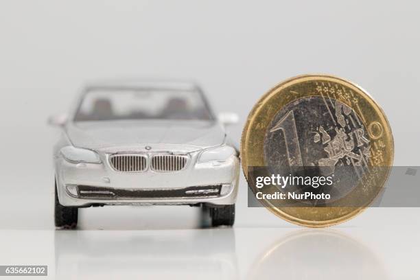 Model car is seen with Euro currency units.