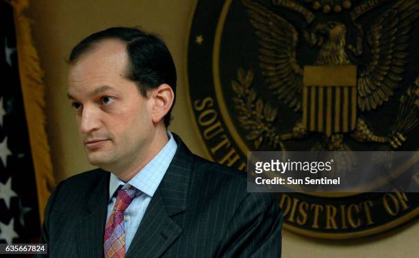 United States Attorney R. Alexander Acosta holds a press conference to announce charges against former Palm Beach County Commissioner Warren Newell...