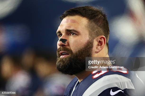 Rob Ninkovich of the New England Patriots looks on before the game against the Baltimore Ravens at Gillette Stadium on December 12, 2016 in Foxboro,...