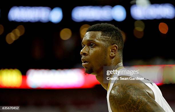 Terrence Jones of the New Orleans Pelicans stands on the court during a game agains the Golden State Warriors at the Smoothie King Center on December...